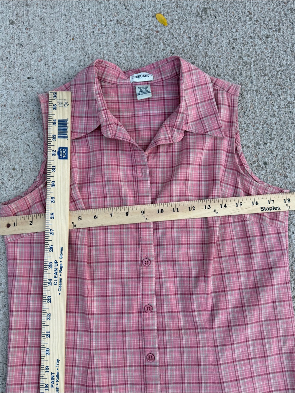 Vintage 90s Cherokee Pink Plaid Sleeveless Button Front Shirt Dress Size M - Picture 13 of 14
